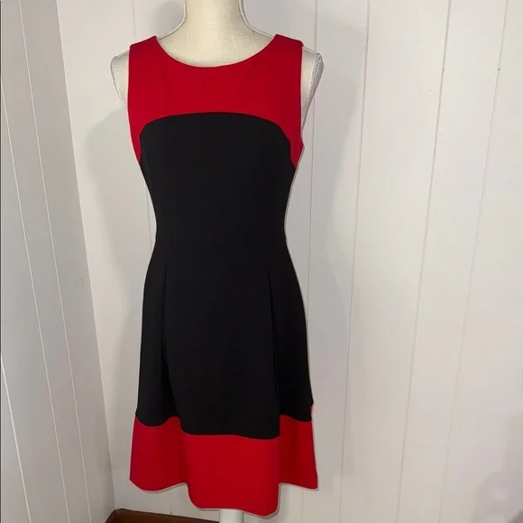 Tommy Hilfiger Black and Red Midi Dress - Picture 1 of 5